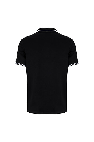 ALTINYILDIZ CLASSICS Black Men's Slim Fit Polo T-Shirt
