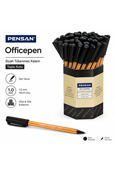 Pensan Officepen 1.0 mm Tükenmez Kalem 60'lı Toplu Kutu Kırmızı Mavi Siyah Re...