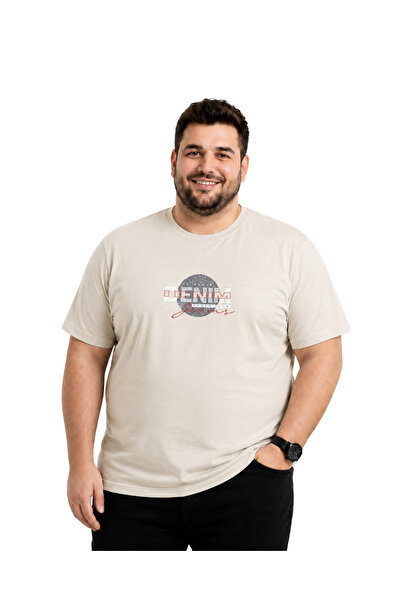 BattalModa Men's Plus Size Bone Crew Neck Short Sleeve Denim T-Shirt 3Xl-4Xl-...