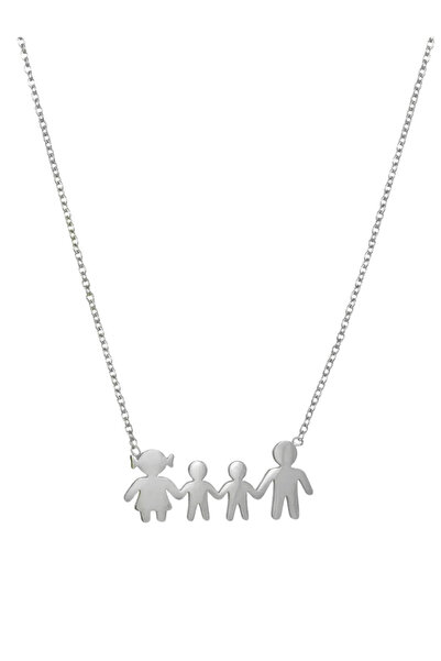 AngelsAccessories Ατσάλινο Κολιέ Οικογένεια Μαμά-Μπαμπά-Γιους