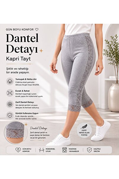 twenty ipek Women's Side Ruched Capri Leggings - 90% Cotton