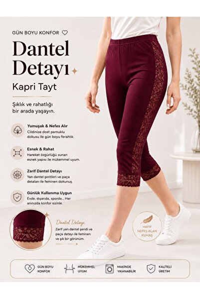 twenty ipek Women's Side Ruched Capri Leggings - 90% Cotton