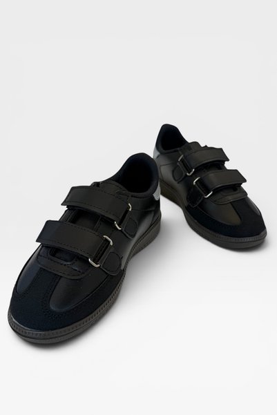Liger Unisex Hook-and-Loop Comfortable Lightweight Kids' Sneakers BLACK