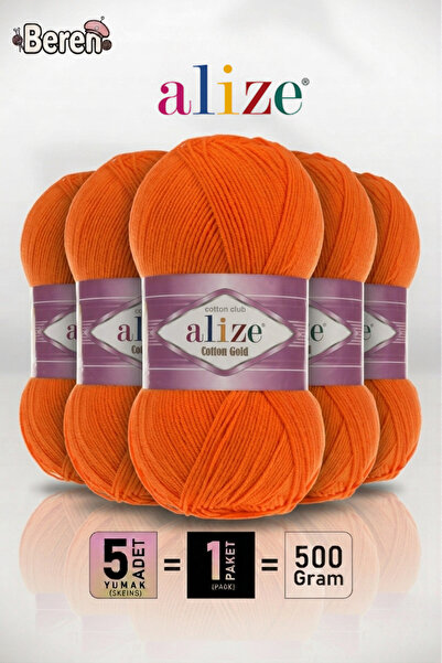 Alize Cotton Gold - 37 Orange - 5-Pack - 100Gr/330M - Cotton Cardigan Vest Am...