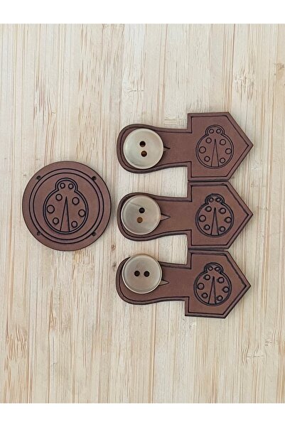 Öztürk Tuhafiye Efe Vest Button Set. 1 Piece of Leather Emblem, 3 Pieces of L...