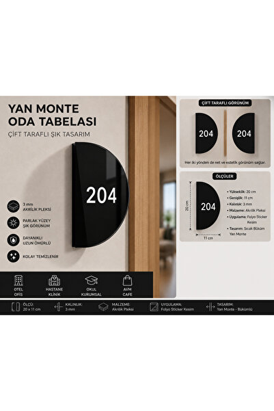 zafrakreklam Side Mounted Room Directional Signage Number Sign Size 20X11 cm ...