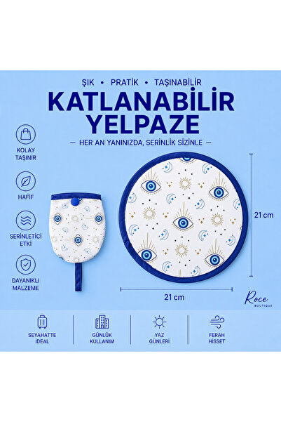 RoseCo00 Katlanabilir Kolay Taşınabilir Çıtçıtlı Yuvarlak Anahtarlık Yelpaze ...