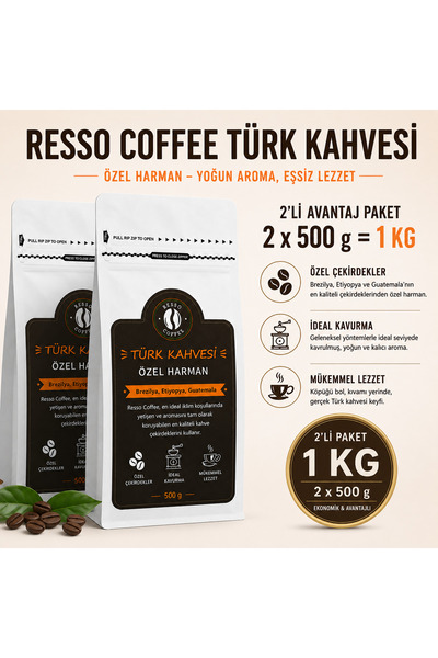 RESSO COFFEE Avantaj Special Harman Qualified Turkish Coffee 2 X 500 Gr 1 Kilo