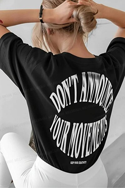 ROYAL FASHİON Dont Announce Black Oversize Salas Boyfriend Women's T-shirt
