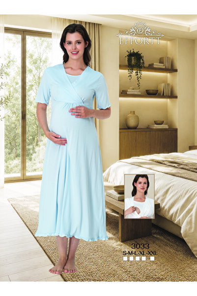 EM&FA TEKSTİL Pregnant Women's Breastfeeding Detailed Nightgown