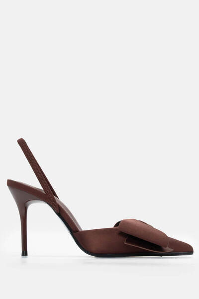 Luigi Μυτερές Γόβες Slingback με Φιόγκο - Σκούρο Καφέ - 38