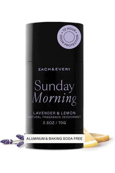 Each & Every Aluminum-Free Deodorant for Sensitive Skin, Lavender & Lemon, 2....