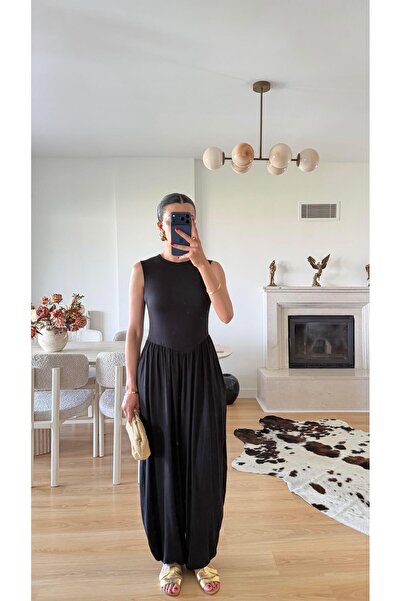 GAUS CO Siyah Sıfır Kol Basic Tulum GAUS-01590