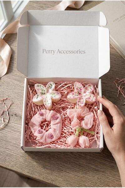 perry accessories 4-Piece Buckle Set: 2 Floral Pattern Lotus Buckles, 2 Rose-...