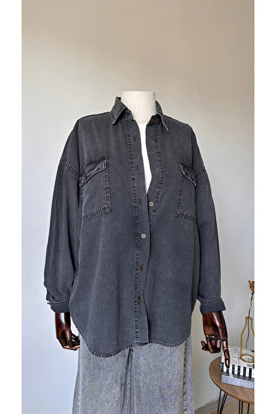 Siyah Cepli Denim Gömlek