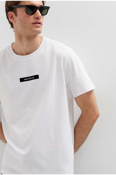 Mavi M0613528 Black Printed T-Shirt Men's T-Shirt White