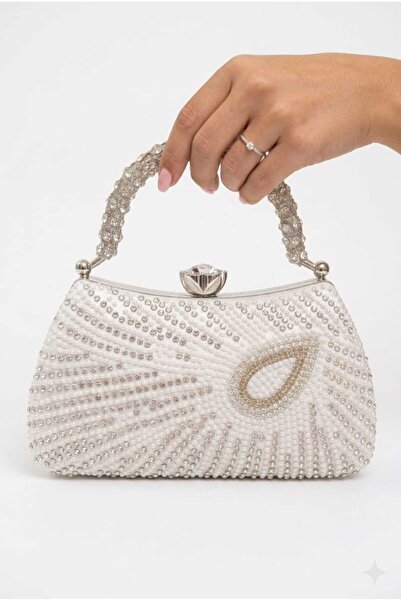 Famels Pearl Patterned Special Design Design with Pearls and Stones, Bridal B...