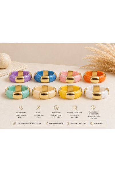 RoseCo00 Aura Gold Natural Stone Look Bracelet – Beige