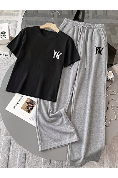 darkopia Unisex Nyg Printed Oversize T-Shirt and Baggy Sweatpants - Summer Tw...