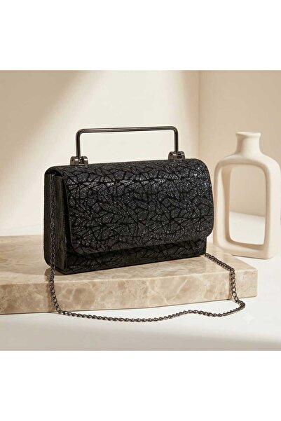 ZİVORA Women's Silvery Evening Dress Bag Broken Glass Patterned Metal Handle ...