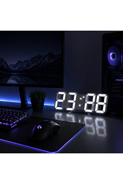 LUXE AKSESUAR Akıllı 3D LED Dijital Masa Saati – Alarm, Tarih ve Sıcaklık Gös...
