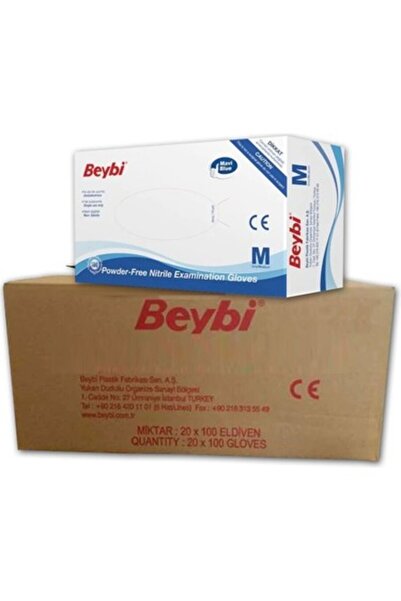 Beybi قفازات فحص النتريل الزرقاء الخالية من البودرة مقاس M (متوسط) - 20 عبوة ...