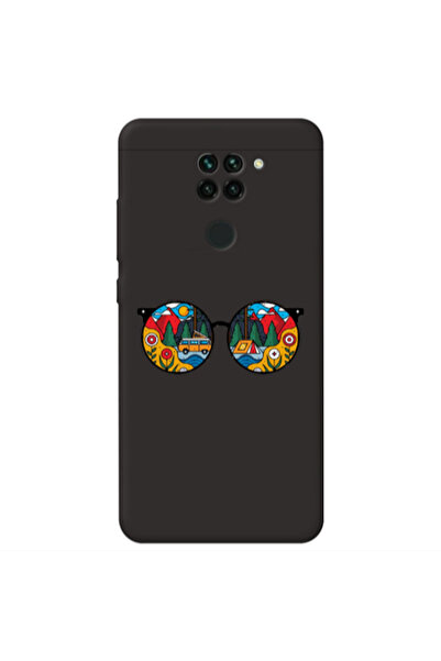 Other Xiaomi Redmi Note 9 Round Glasses Black Colored Silicone TPU Θήκη