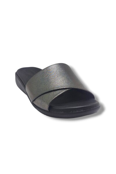 TRUVA Medically 412-26 Shiny Print Leather Wide Band Anatomical Women's Slippers