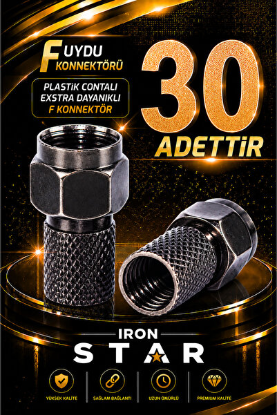 Mesef 30 ADET Siyah F uydu konnektörü / RG6 F konnektör / Plastik contalı / R...
