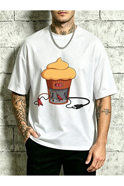 212Wear Cupcake with Electric Guitar Clock, Men's T-Shirt, Sweet Theme, Casua...