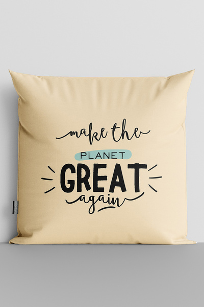 TicaretJet غطاء وسادة مطبوع رقميًا على الوجهين من Make The Planet Great Again...