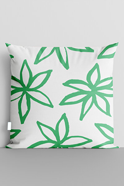 TicaretJet غطاء وسادة مطبوع رقميًا على الوجهين من Green Flowers - 6266