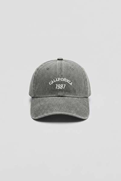 ablukaonline Unisex Vintage Washed California Embroidery Detailed Hat Gray
