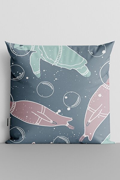 TicaretJet Seal And Turtle Double Sided Digital Printed Pillow Throw Pillow C...