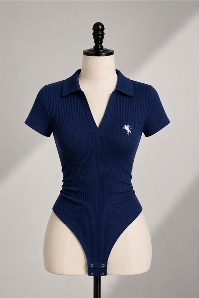 eyonnwear Polo Collar Ribbed Lycra Premium Bodysuit