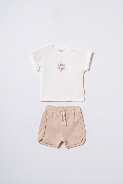 Magu Baby Cotton Ecru Prince Printed Shorts Set