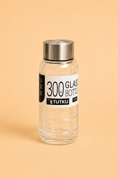 Tutku Home Metal Kapak Cam Şişe Mini Boy 300 Ml