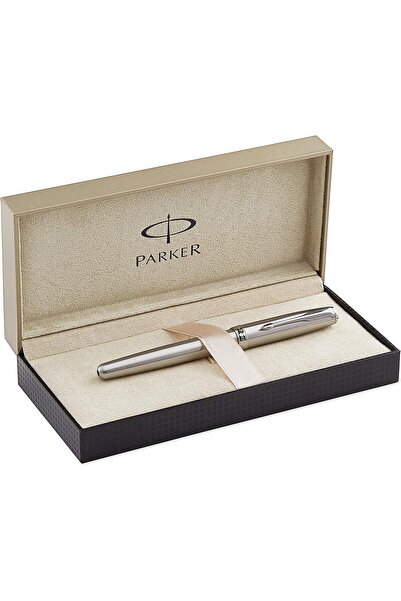 Parker قلم حبر سونيت S0809220 مصنوع من الفولاذ المقاوم للصدأ مع حواف من الكرو...