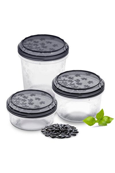 EDANTI Set de 3 recipiente rotunde din plastic pentru depozitarea alimentelor...