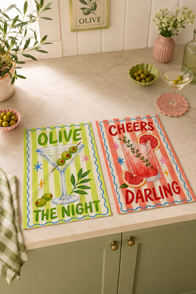 milroma Olive the Night Cheers Darling Olive Flamingo Patterned Mediterranean...