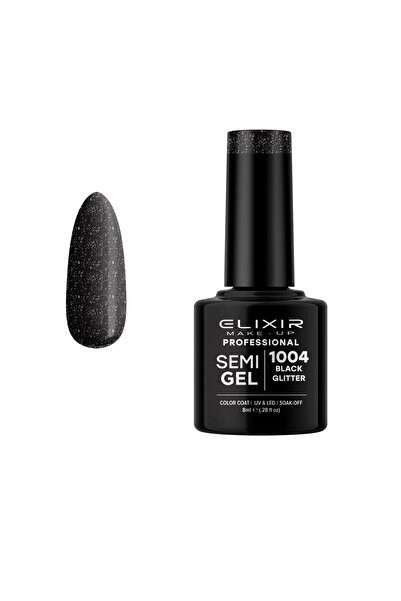 Elixir SEMI GEL (ΗΜΙΜΟΝΙΜΟ ΒΕΡΝΙΚΙ) - 1004 (Black GLITTER) 8ML