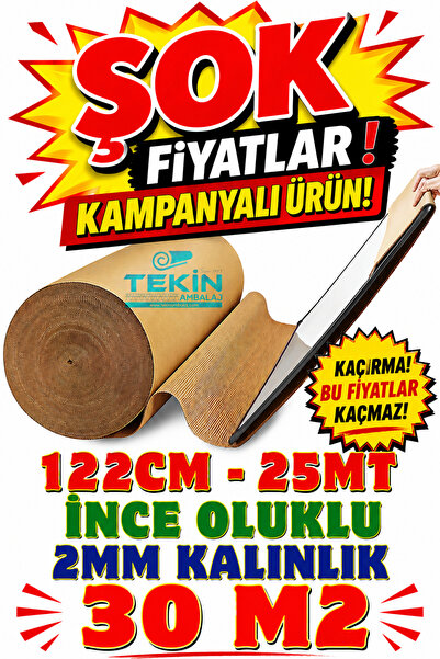 Tekin Ambalaj 122cm x 25mt 2mm Ondüle Rulo Karton | Zemin, Parke, İnşaat ve A...