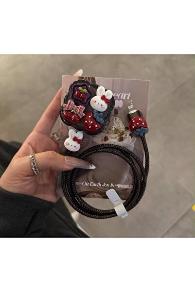 OLEA AKSESUAR iPhone 18W/20W/25W Şarj Aleti Kılıfı Şarj Kablosu Örme Aparatlı...