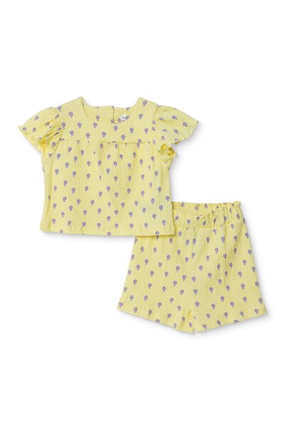 ebebek Hello Baby HelloBaby Kız Bebek Bluz-Şort Çiçek Baskılı Bisiklet Yaka S...