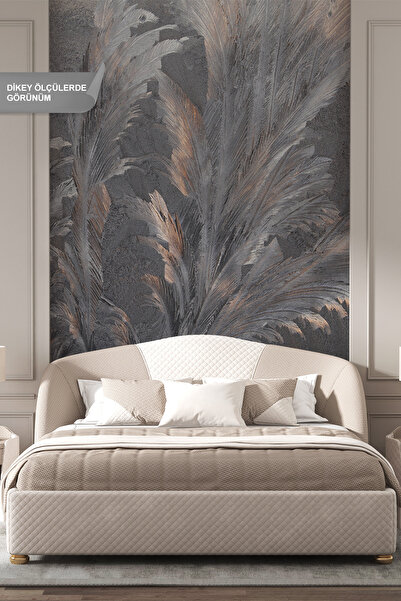 dreamwall Bronz Egzotik Yaprak Ve Lambiri Desenli Tek Parça Tekstil Duvar Kağıdı