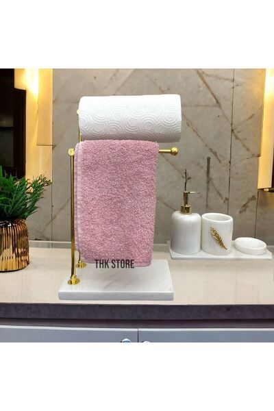 Empressco Şık Mermer Ayaklı Metal Banyo El ve Kağıt Havluluk Standı