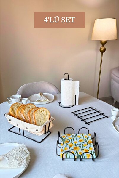 Edora Home Set of 4 Black Rectangular Bread Baskets, Upright Paper Towel Hold...
