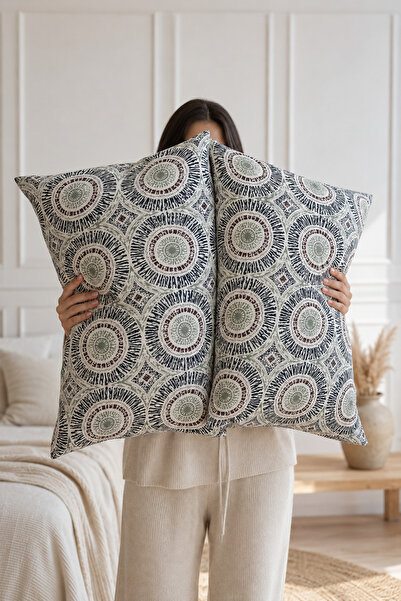 Menderes Home Cotton Collection Ranforce 2-Piece Pillowcase Lunera Multi-Colored