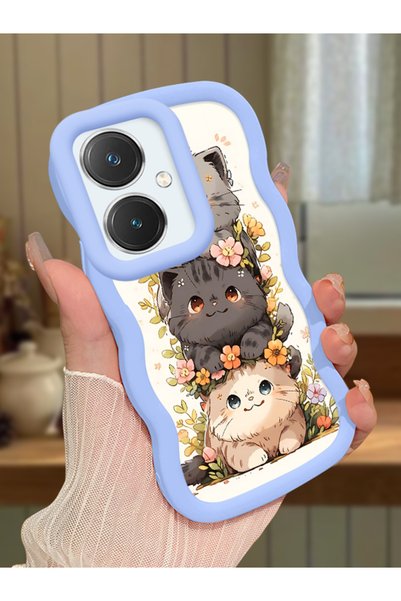 Hontinga Vivo Y27 Compatible Case Camera Protector Blue Silicone Couple Phone...