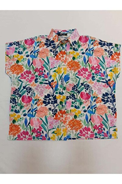 Generic Women's Floral Print Short Sleeve Button-Up Shirt, Multicolour, Relax...